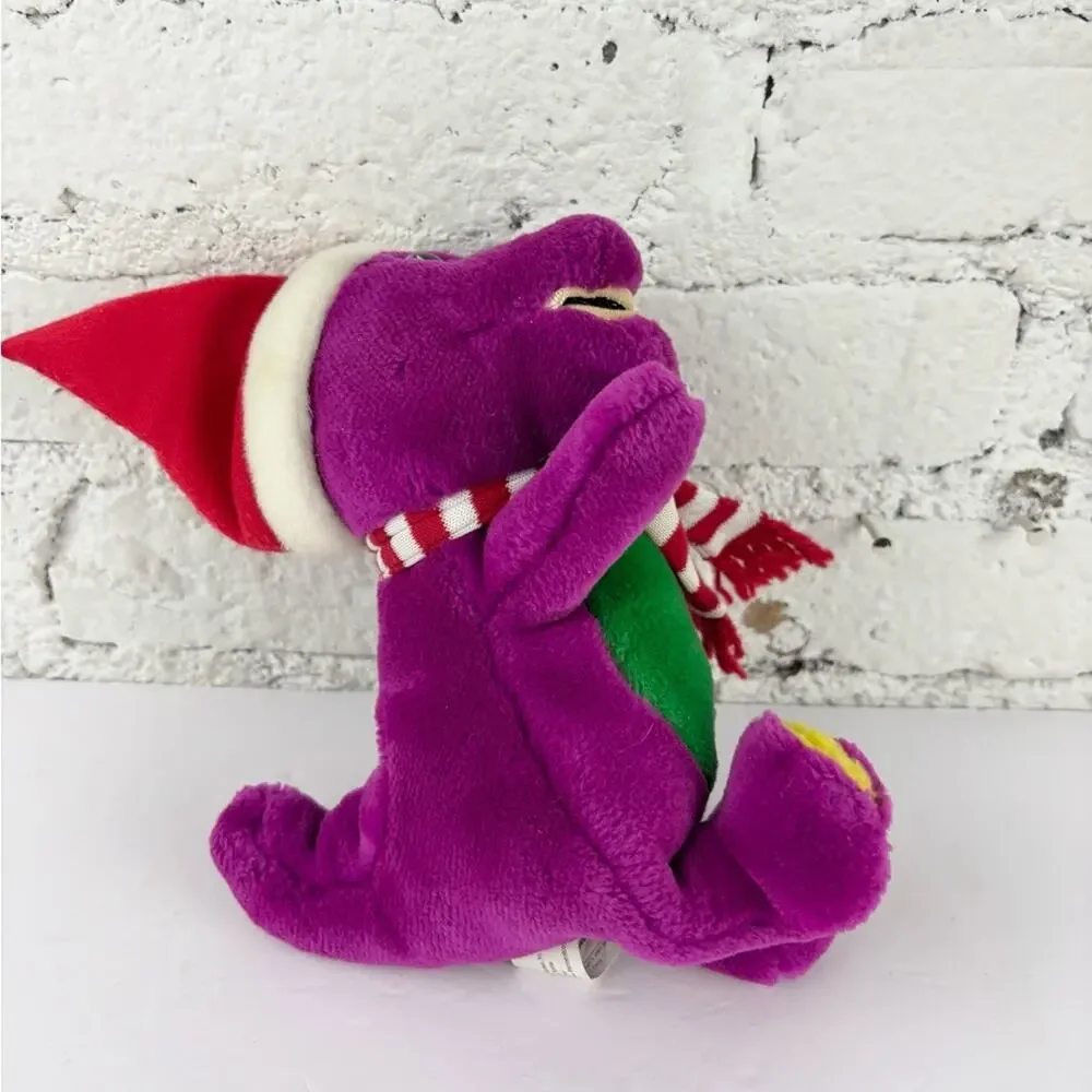 Vintage 90’s Barney The Purple Dinosaur Christmas 9” Plush